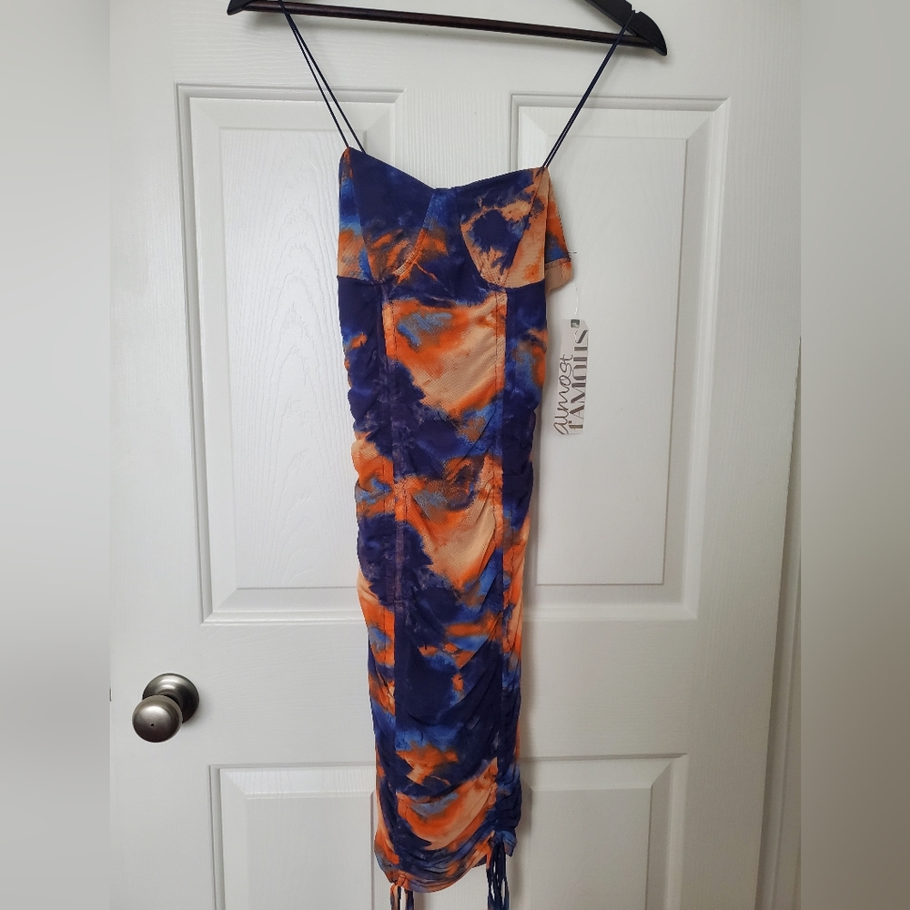 Almost Famous orange/ blue water dress size M